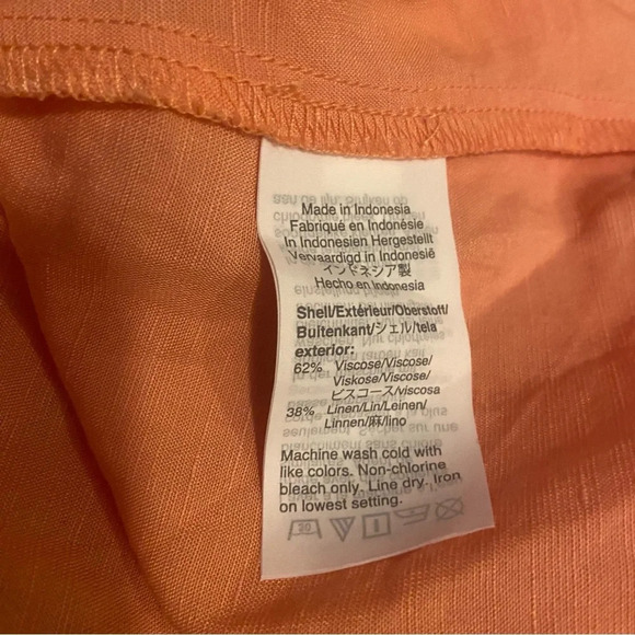 Madewell Linen Blend Dolman Sleeve Tie-waist midi dress Peach Orange Sz 20 - Picture 5 of 5